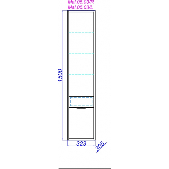 Шкаф-пенал AQWELLA 5 stars Malaga L белый