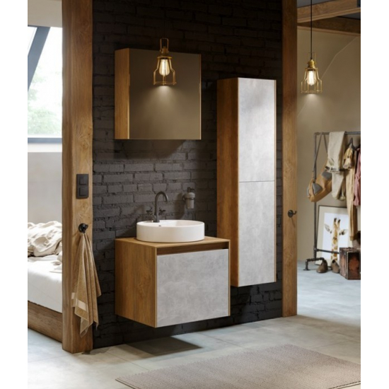 Шкаф-пенал AQWELLA 5 stars Mobi 35 дуб балтийский, белый