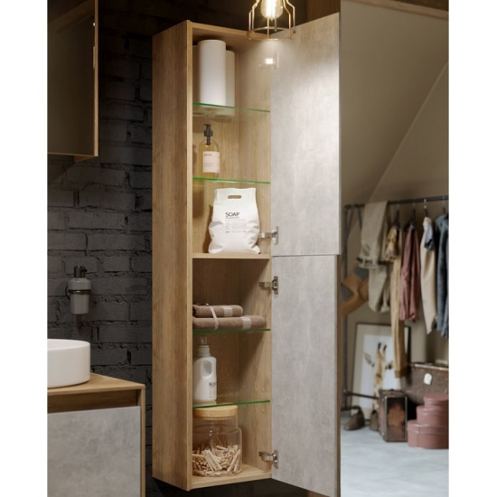 Шкаф-пенал AQWELLA 5 stars Mobi 35 дуб балтийский, белый