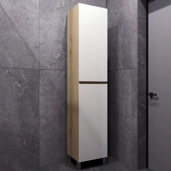 Шкаф-пенал AURA Аврора 40 Н фасад белый/дуб эльвезия