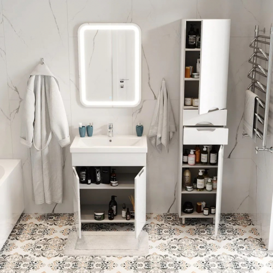 Шкаф-пенал AURA Люкс 35 полка правый, белый