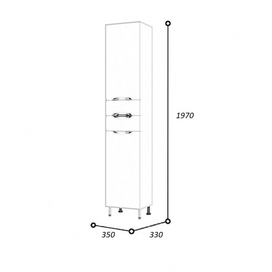 Шкаф-пенал AURA Люкс 35 полка правый, белый