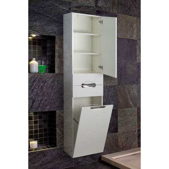 Шкаф-пенал AURA Люкс 35 с бельевой корзиной правый, белый