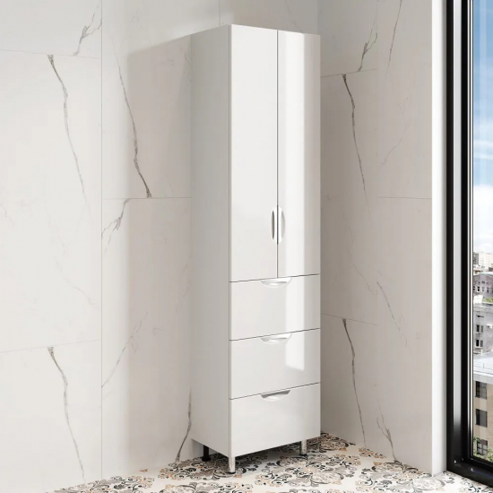 Шкаф-пенал AURA Люкс 50-3 полка белый