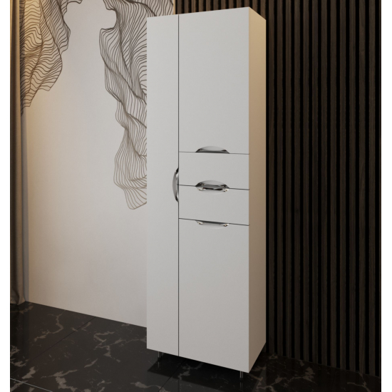 Шкаф-пенал AURA Люкс 52 с бельевой корзиной, белый