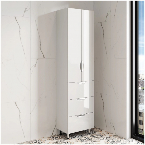 Шкаф-пенал AURA Люкс 60-3 полка белый