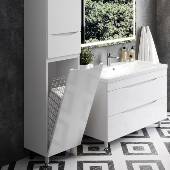 Шкаф-пенал AURA Палермо 40-1 с бельевой корзиной левый, белый 