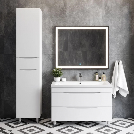 Шкаф-пенал AURA Палермо 40-1 с бельевой корзиной левый, белый 