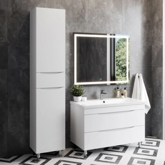 Шкаф-пенал AURA Палермо 40-1 с бельевой корзиной левый, белый 