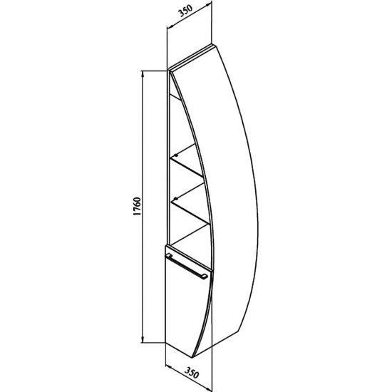 Шкаф-пенал DE AQUA Эскалада RS0 35 R открытый белый