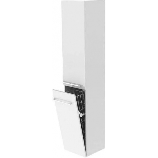 Шкаф-пенал DE AQUA Тока 1S с бельевой корзиной  30 L левый белый