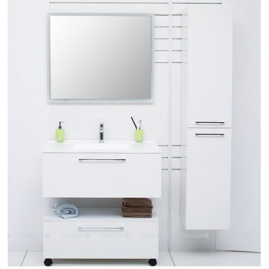 Шкаф-пенал DE AQUA Тока 1S с бельевой корзиной 35 R правый белый