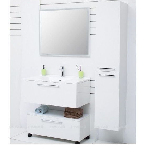 Шкаф-пенал DE AQUA Тока 1S с бельевой корзиной 35 R правый белый