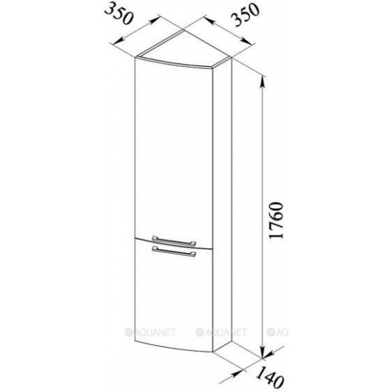 Шкаф-пенал DE AQUA Тока 5 35 L угловой белый