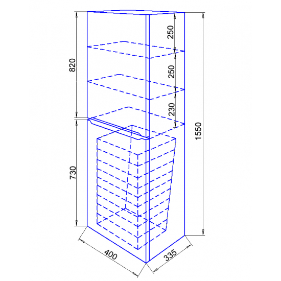 Шкаф-пенал LORANTO Арфа 40 с бельевой корзиной без подсветки левый