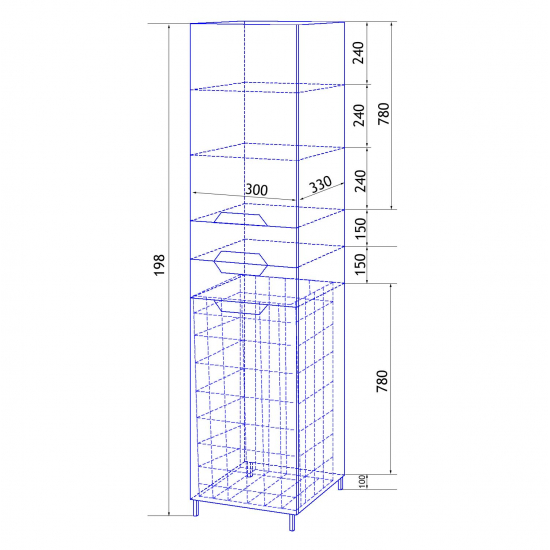 Шкаф-пенал LORANTO Стиль 30 с бельевой корзиной, левосторонний 