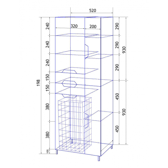 Шкаф-пенал LORANTO Стиль 52 с бельевой корзиной