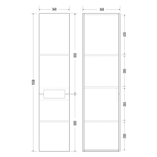 Шкаф-пенал MIRSANT Aura 34 подвесной правый
