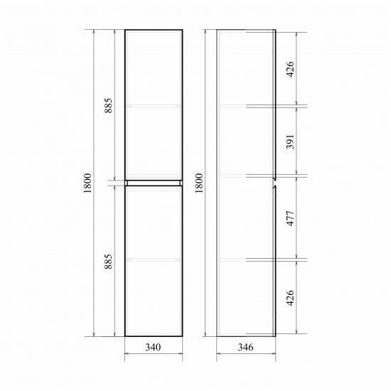 Шкаф-пенал MIRSANT Next 34 напольный универсальный