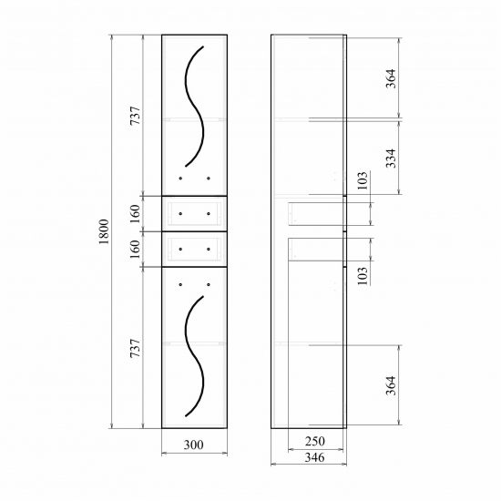 Шкаф-пенал MIRSANT Сандра 30 универсальный