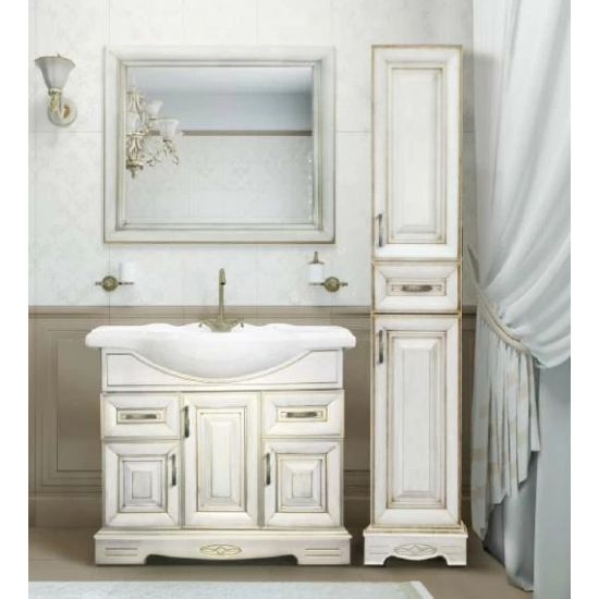 Шкаф-пенал MIRSANT Версаль Premium 35 универсальный ясень белое золото