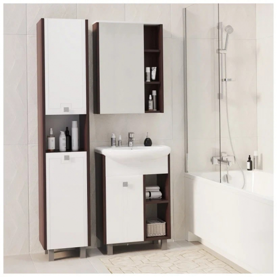 Шкаф-пенал MIXLINE Боско-35 белый венге, правый