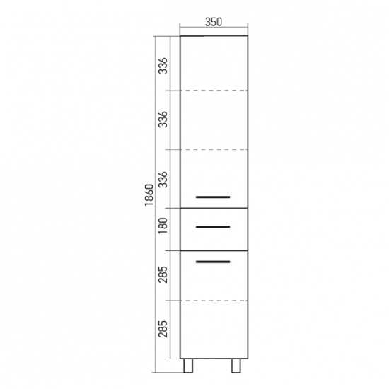 Шкаф-пенал MIXLINE Диамант-35 левый белый 