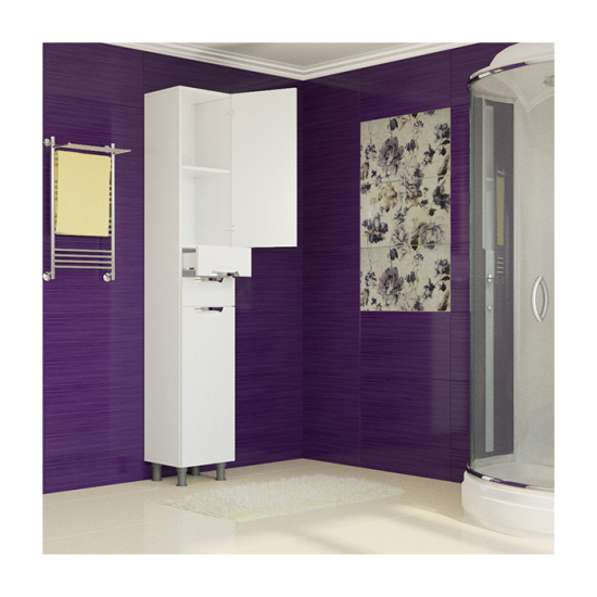 Шкаф-пенал MIXLINE Этьен-36 правый, 2 двери / 2 ящика, белый  