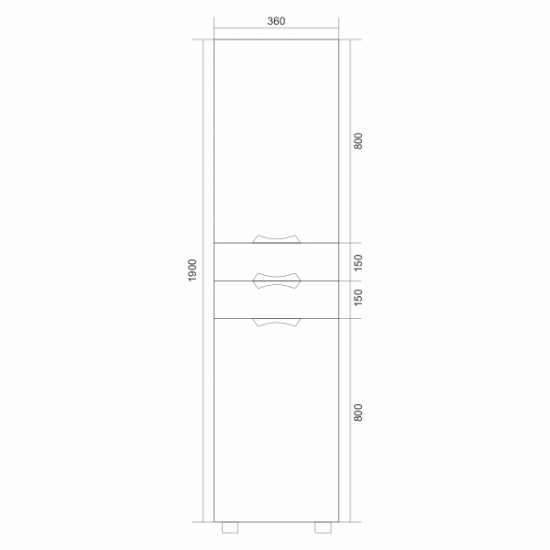 Шкаф-пенал MIXLINE Этьен-36 правый, 2 двери / 2 ящика, белый  