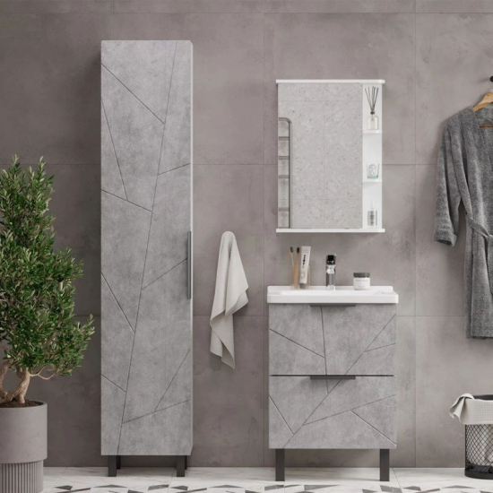 Шкаф-пенал MIXLINE Гранд-40 белый/бетон, универсальный