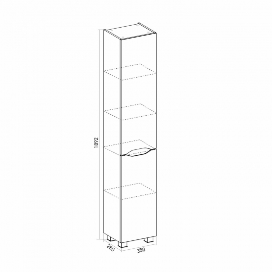 Шкаф-пенал MIXLINE Лайн-35 белый, универсальный
