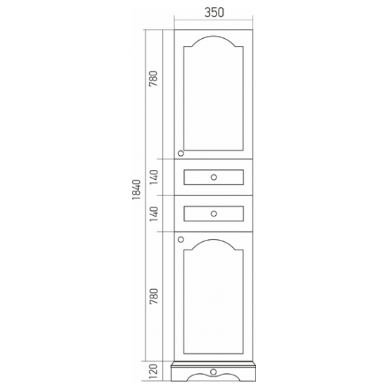 Шкаф-пенал MIXLINE Прованс-35 правый, белый ясень 