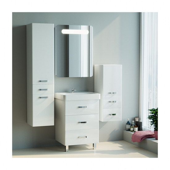 Шкаф-пенал MIXLINE Стив-34 с бельевой корзиной , универсальный, белый