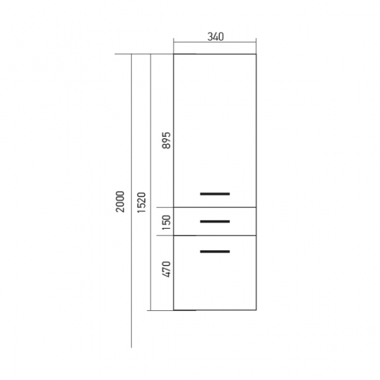 Шкаф-пенал MIXLINE Стив-34 с бельевой корзиной , универсальный, белый