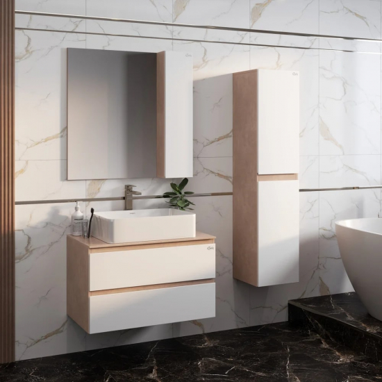 Шкаф-пенал ONIKA Алеста камень светлый, белый