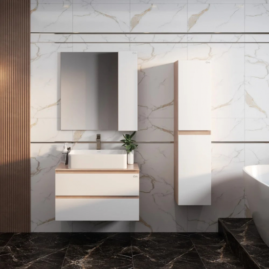 Шкаф-пенал ONIKA Алеста камень светлый, белый