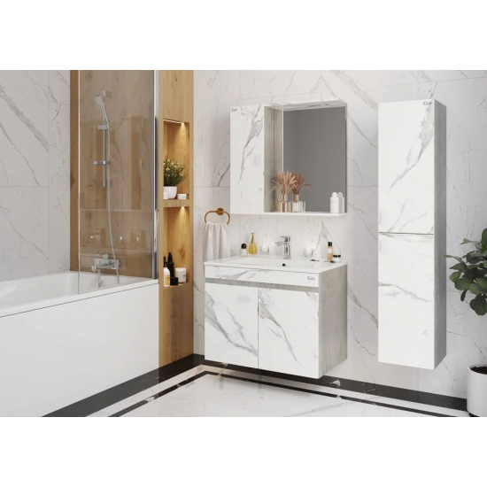 Шкаф-пенал ONIKA Марбл мрамор, камень бетонный