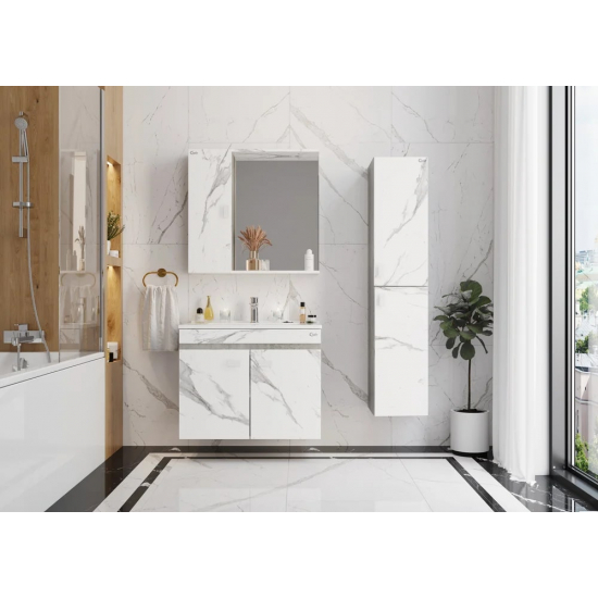 Шкаф-пенал ONIKA Марбл мрамор, камень бетонный