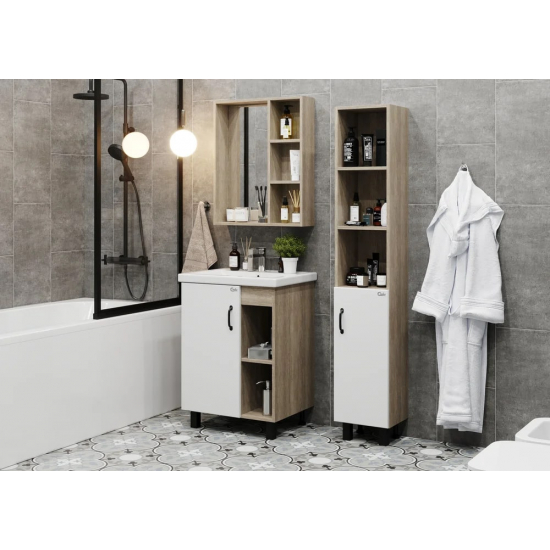 Шкаф-пенал ONIKA Тимбер 30.01 R, белый, дуб сонома