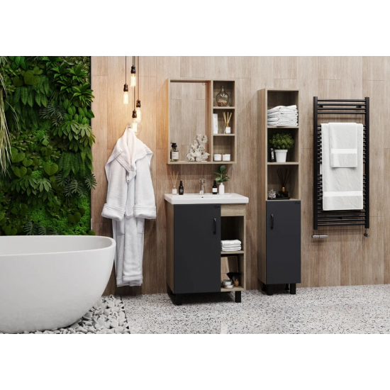 Шкаф-пенал ONIKA Тимбер 30.01 R, серый, дуб сонома