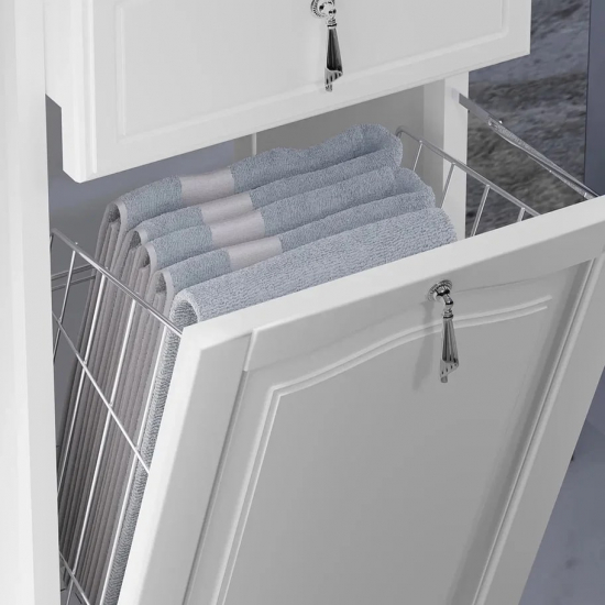 Шкаф-пенал OPADIRIS Риспекто 40 L, с бельевой корзиной, белый