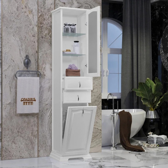 Шкаф-пенал OPADIRIS Риспекто 40 R, с бельевой корзиной, белый