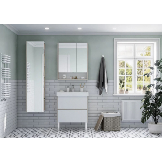 Шкаф-пенал с зеркалом АКВАТОН Сканди дуб верона