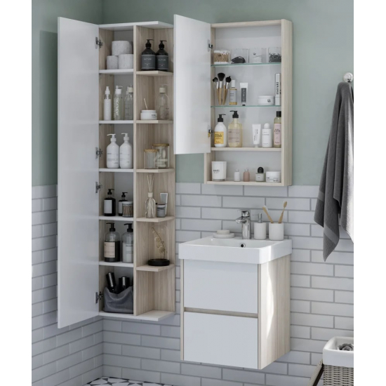 Шкаф-пенал с зеркалом АКВАТОН Сканди дуб верона