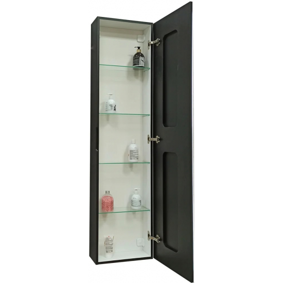 Шкаф-пенал с зеркалом STWORKI Кронборг МВК077 40, с подсветкой, черный