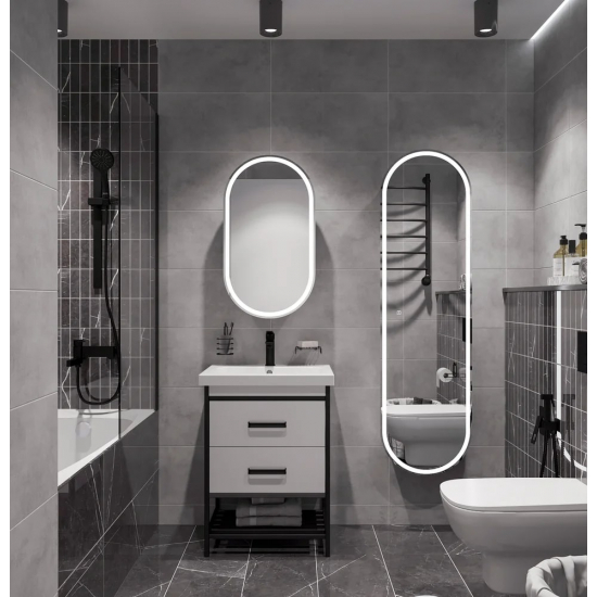 Шкаф-пенал STWORKI Мальмё МВК075 45, с подсветкой, белый