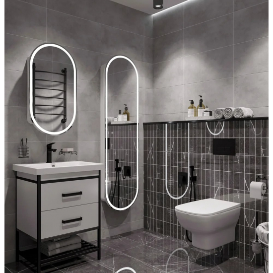 Шкаф-пенал STWORKI Мальмё МВК075 45, с подсветкой, белый