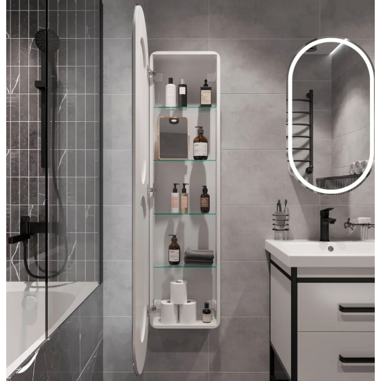 Шкаф-пенал STWORKI Мальмё МВК075 45, с подсветкой, белый