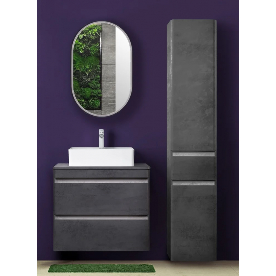 Шкаф-пенал STYLE LINE Атлантика Люкс Plus 35 с бельевой корзиной, бетон темный