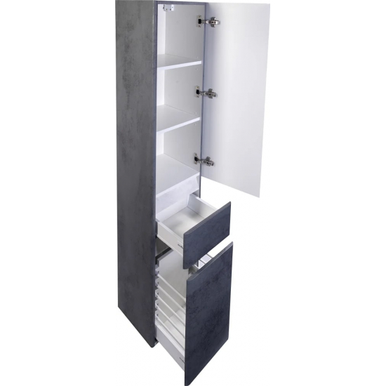 Шкаф-пенал STYLE LINE Атлантика Люкс Plus 35 с бельевой корзиной, бетон темный